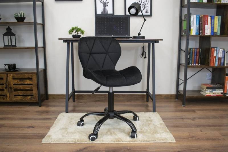 Home Collective Drehstuhl Schreibtischstuhl für Kinderzimmer oder Büro höhenverstellbar 360-Grad (5-Speichen-Fußkreuz auf Gummirädern für reibungslose Mobilität), Hochwertiges Velours, Sitzhöhe 43,5-56 cm schwarz von Home Collective