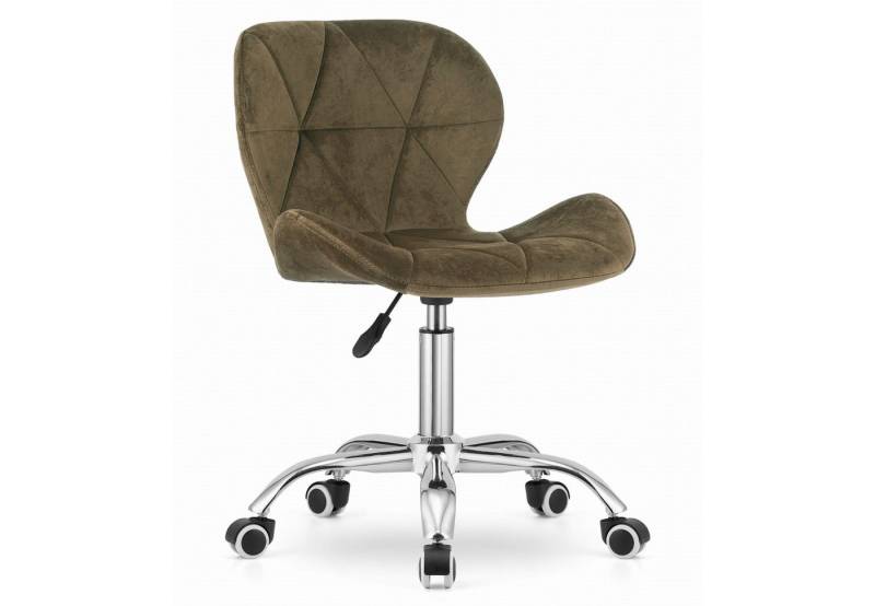 Home Collective Drehstuhl Schreibtischstuhl mit pneumatischer Verstellung (Perfekt für Kinderzimmer, Home Office und Studio), Samt mit Chromfuß und Gummirädern - Braun von Home Collective