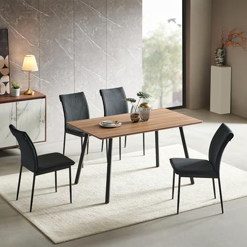 Home Collective Esstisch mit 4 Stühlen Tisch Küchentisch & Esszimmerstühle 4er Set Esszimmertisch | Moderne Essgruppe | Maße Tisch: 140x80 cm | Set Esstisch + 4 Stühle | Eiche Dunkel und Dunkelgrau von Home Collective