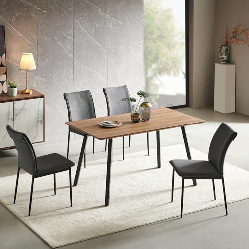 Home Collective Esstisch mit 4 Stühlen Tisch Küchentisch & Esszimmerstühle 4er Set Esszimmertisch | Moderne Essgruppe | Maße Tisch: 140x80 cm | Set Esstisch + 4 Stühle | Eiche Dunkel und Hellgrau von Home Collective
