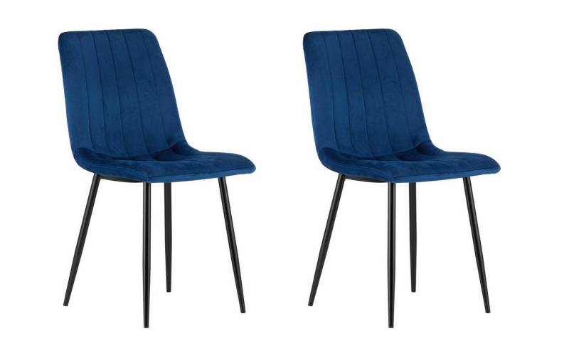 Home Collective Esszimmerstuhl 1er, 2er, 4er Set Polsterstuhl Stuhl Wohnzimmerstuhl (Stuhl Bequemes und strapazierfähiges Design, 90 cm Höhe, 120 kg Belastbarkeit, 2 St), mit blauem Samtsitz und schwarz lackierten Metallbeinen 2er Set von Home Collective
