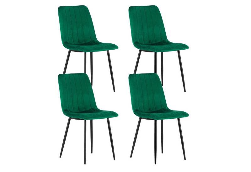 Home Collective Esszimmerstuhl 1er, 2er, 4er Set Polsterstuhl Stuhl Wohnzimmerstuhl (Stuhl Bequemes und strapazierfähiges Design, 90 cm Höhe, 120 kg Belastbarkeit, 4 St), mit grünem Samtsitz und schwarz lackierten Metallbeinen 4er Set von Home Collective