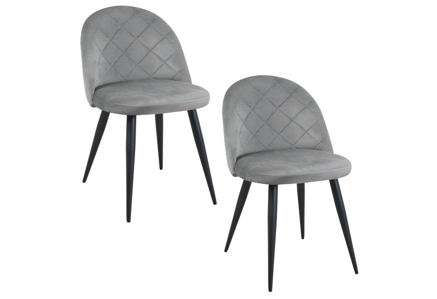 Home Collective Esszimmerstuhl 2er Set Wohnzimmerstuhl Stuhl Samt mit Metallbeinen elegant gesteppt, Polsterstuhl 2x grau mit schwarzen Beinen Home Collective Esszimmerstuhl 2er Set Wohnzimmerstuhl Stuhl Samt mit Metallbeinen elegant gesteppt, Polsterstuhl 2x grau mit schwarzen Beinen von Home Collective