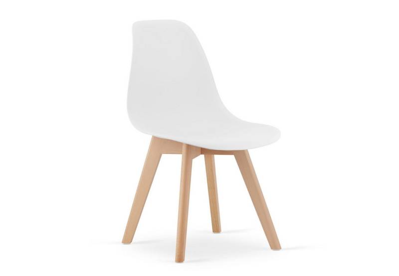 Home Collective Esszimmerstuhl Bürostuhl, Küchenstuhl, Sitzmaterial Polypropylen (mit Holzbeinen aus Buche, 120 kg Sitzlast, 54,5 x 46 x 80 cm), weißer Sitz, natürliche Beine 1 Stuhl von Home Collective