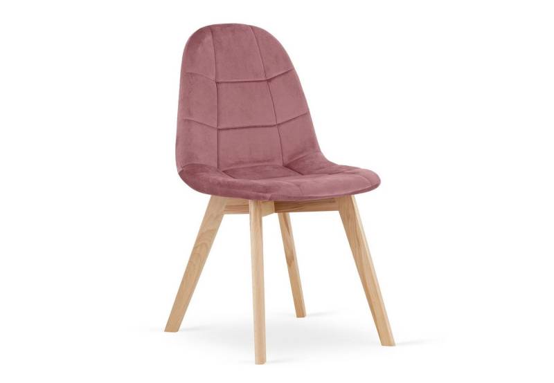 Home Collective Esszimmerstuhl Bürostuhl Küchenstuhl, gepolsterter Stuhl, Velours-Sitzmaterial (120 kg Sitzlast, ideal für Wohnzimmer, Küche, Schlafzimmer, Esszimmer), mit Holzbeinen aus Buche dunkelrosa Samt 1 Stuhl von Home Collective