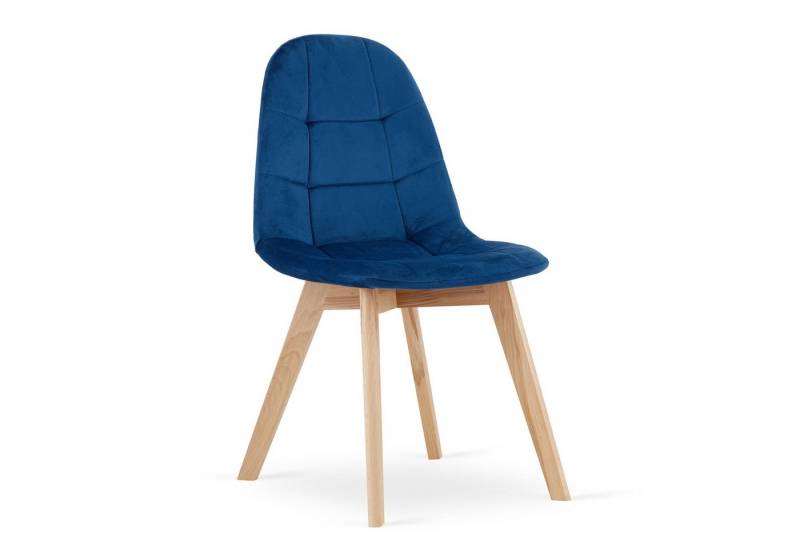 Home Collective Esszimmerstuhl Bürostuhl Küchenstuhl, gepolsterter Stuhl, Velours-Sitzmaterial (120 kg Sitzlast, ideal für Wohnzimmer, Küche, Schlafzimmer, Esszimmer), mit Holzbeinen aus Buche marineblauer Samt 1 Stuhl von Home Collective