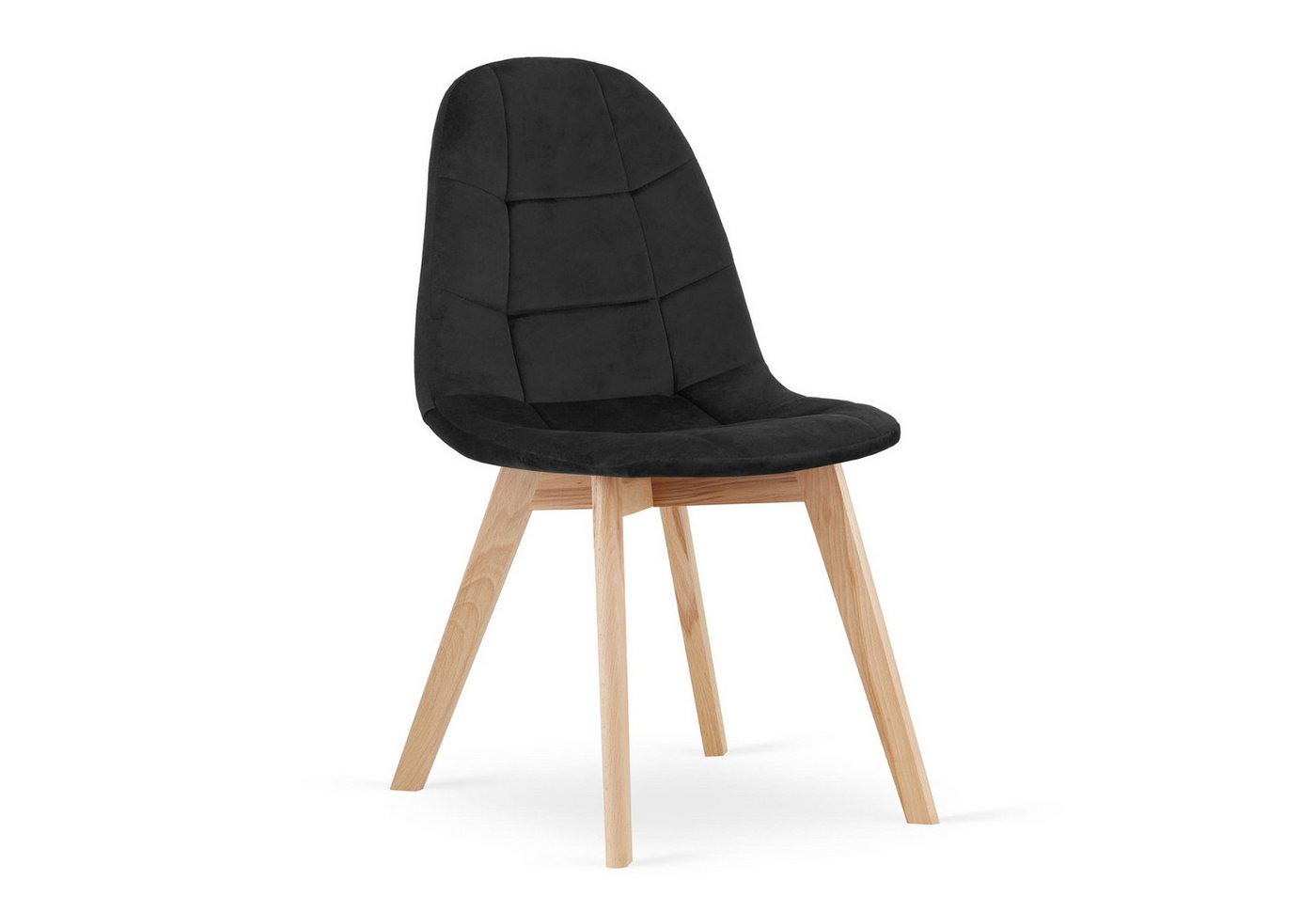 Home Collective Esszimmerstuhl Bürostuhl Küchenstuhl, gepolsterter Stuhl, Velours-Sitzmaterial (120 kg Sitzlast, ideal für Wohnzimmer, Küche, Schlafzimmer, Esszimmer), mit Holzbeinen aus Buche schwarzer Samt 1 Stuhl von Home Collective