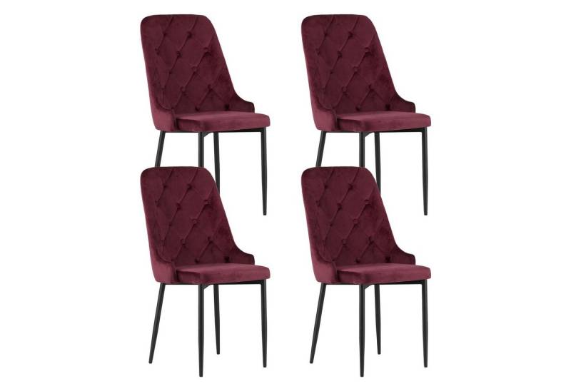 Home Collective Esszimmerstuhl Esszimmerstuhl Küchenstuhl Bürostuhl Stuhl Sitzmaterial aus Samt, mit schwarzen Metallbeinen, Bequem ergonomisch, burgunder, 4er set von Home Collective