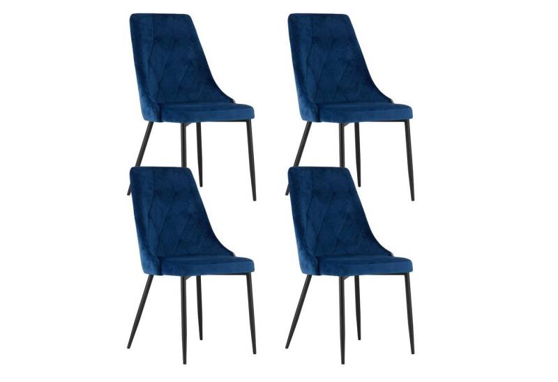 Home Collective Esszimmerstuhl Küchenstuhl Bürostuhl Gepolstert und Metallbeine (perfekt für Wohnzimmer, Home Office, Arbeitszimmer und Schlafzimmer), maximale Belastung 120 kg 4er Set in blau von Home Collective