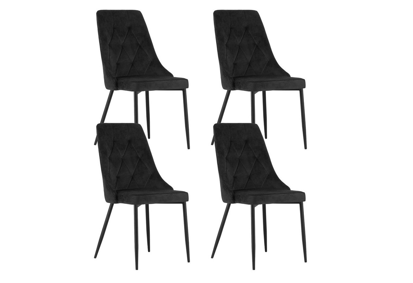 Home Collective Esszimmerstuhl Küchenstuhl Bürostuhl Gepolstert und Metallbeine (perfekt für Wohnzimmer, Home Office, Arbeitszimmer und Schlafzimmer), maximale Belastung 120 kg 4er Set in schwarz von Home Collective