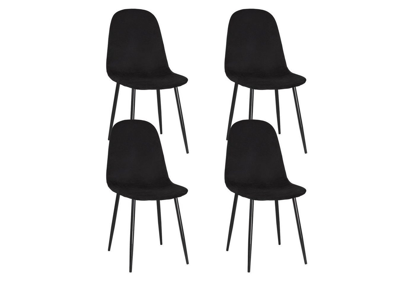 Home Collective Esszimmerstuhl Küchenstuhl Bürostuhl Stuhl Sitzmaterial aus Samt (mit schwarzen Metallbeinen, 120 kg Sitzlast, Bequem Home Office Stuhl), schwarzer Sitz, schwarze Beine 4er Set von Home Collective