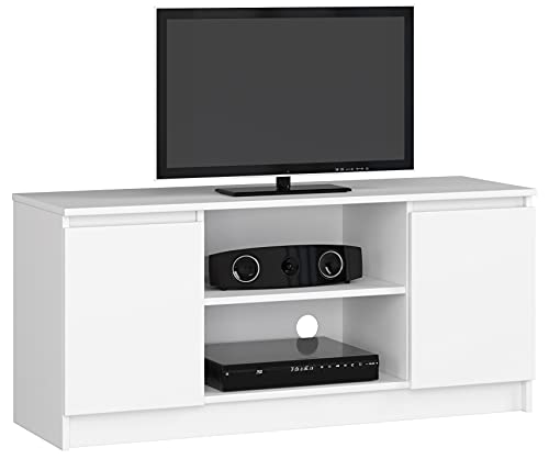 Home Collective Fernsehschrank 120cm breit mit Zwei Türen und Zwei offenen Regalen, TV-Schrank, Lowboard, Wohnzimmer Schlafzimmer in Weiss von Home Collective