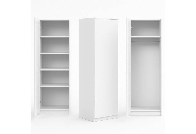 Home Collective Garderobenschrank Garderobe Mehrzweckschrank weiß 50cm Breite 180cm Höhe mit Kleiderstange und Extra-Fach, Kleiderschrank Organizer von Home Collective