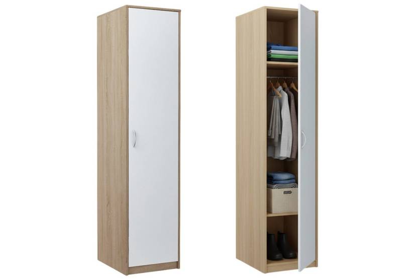 Home Collective Garderobenschrank Kleiderschrank mit 1 Tür, 1 Kleiderstange und 2 Einlegeböden 40 cm breit Schrank schmal matte Oberfläche sonoma weiß Home Collective Garderobenschrank Kleiderschrank mit 1 Tür, 1 Kleiderstange und 2 Einlegeböden 40 cm breit Schrank schmal matte Oberfläche sonoma weiß von Home Collective