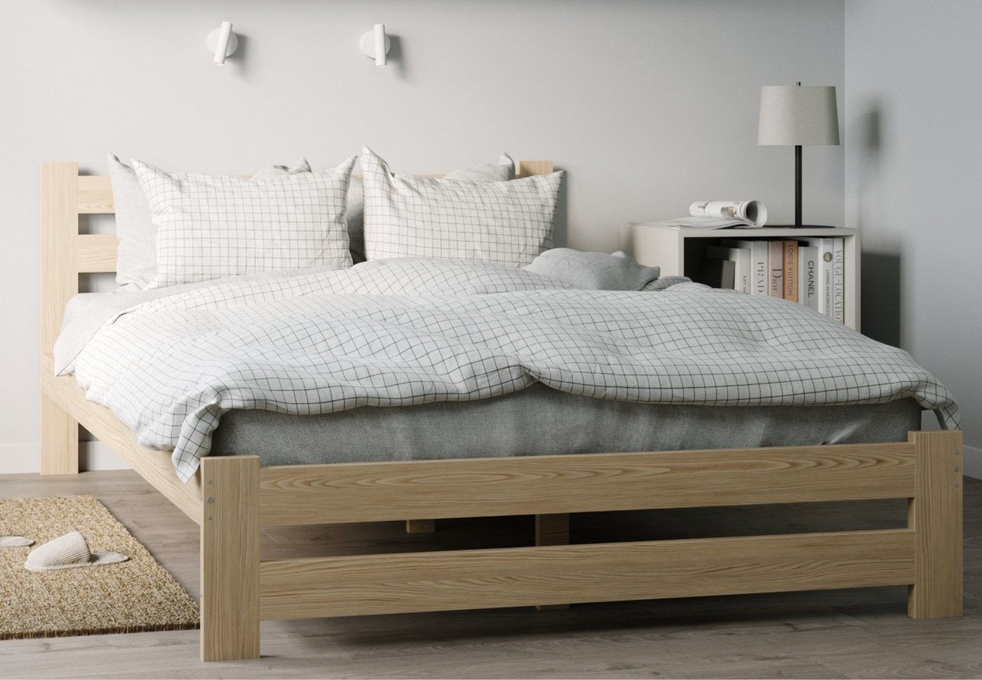 Home Collective Holzbett mit Lattenrost Modern Bett Kiefer Bettgestell Massivholzbett Klassisch (90x200, 120x200, 140x200, 160x200 cm), Doppelbett, Skandi Boho Landhaus Kopfteil hoch 160x200 cm natur Home Collective Holzbett mit Lattenrost Modern Bett Kiefer Bettgestell Massivholzbett Klassisch (90x200, 120x200, 140x200, 160x200 cm), Doppelbett, Skandi Boho Landhaus Kopfteil hoch 160x200 cm natur von Home Collective
