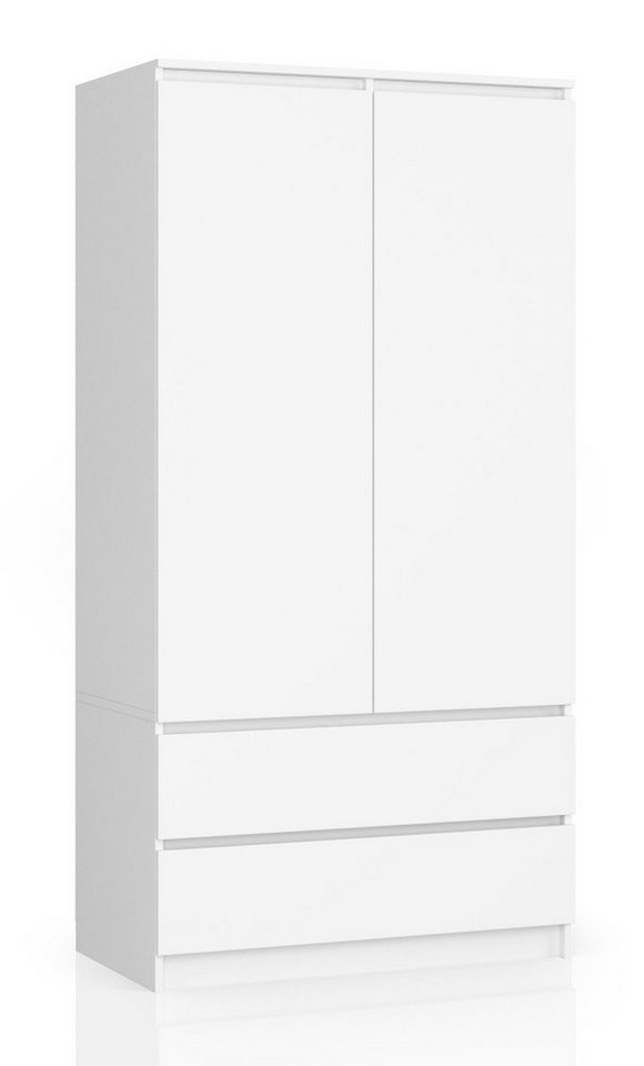 Home Collective Kleiderschrank weiß, Schrank mit 2 Türen und 2 Schubladen 90cm breit von Home Collective