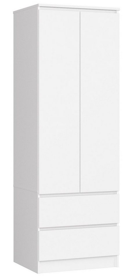 Home Collective Kleiderschrank weiß 60cm breit 180cm hoch, Schrank mit 2 Türen und 2 Schubladen Kleiderstange und 1 Regal, Garderobe, Schlafzimmer, Wohnzimmer von Home Collective