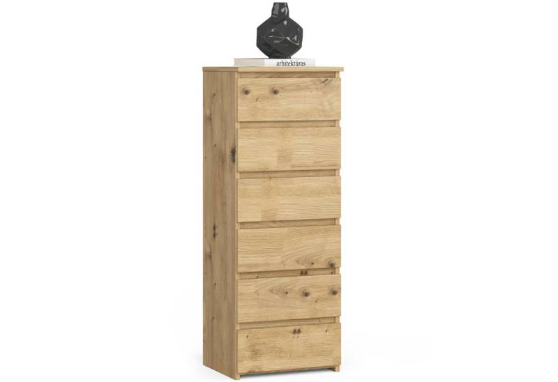 Home Collective Kommode 40 cm breit Holz Highboard Sideboard für Flur Schlafzimmer Wohnzimmer (Mehrzweckschrank Schrank schmal Kommode Schlafzimmer mit Schubladen), Kinderzimmer Organizer, 109 cm hoch mit 6 Schubladen Artisan Eiche von Home Collective