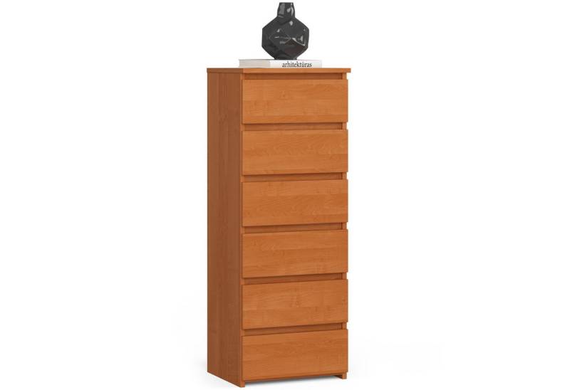 Home Collective Kommode 40 cm breit Holz Highboard Sideboard für Flur Schlafzimmer Wohnzimmer (Mehrzweckschrank Schrank schmal Kommode Schlafzimmer mit Schubladen), Kinderzimmer Organizer, 109 cm hoch mit 6 Schubladen Braun von Home Collective