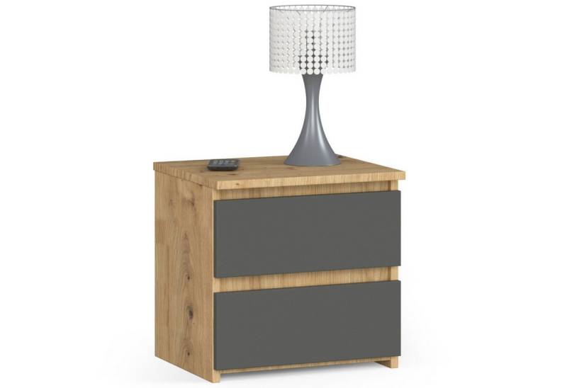 Home Collective Kommode 40 cm breit Holz Highboard Sideboard für Flur Schlafzimmer Wohnzimmer (Mehrzweckschrank Schrank schmal Kommode Schlafzimmer mit Schubladen), Kinderzimmer Organizer, 40 cm hoch mit 2 Schubladen Artisan Eiche-grau von Home Collective