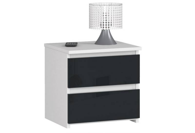 Home Collective Kommode 40 cm breit Holz Highboard Sideboard für Flur Schlafzimmer Wohnzimmer (Mehrzweckschrank Schrank schmal Kommode Schlafzimmer mit Schubladen), Kinderzimmer Organizer, 40 cm hoch mit 2 Schubladen graphit Hochglanz von Home Collective