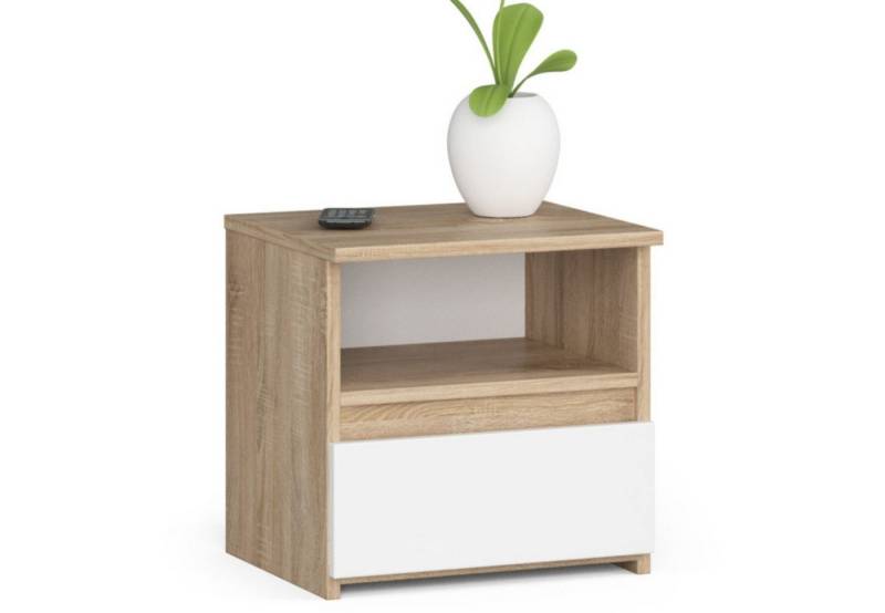 Home Collective Kommode 40 cm breit Holz Highboard Sideboard für Flur Schlafzimmer Wohnzimmer (Mehrzweckschrank Schrank schmal Kommode Schlafzimmer mit Schubladen), Kinderzimmer Organizer, 40 cm hoch mit 1 Schublade sonoma-weiß von Home Collective