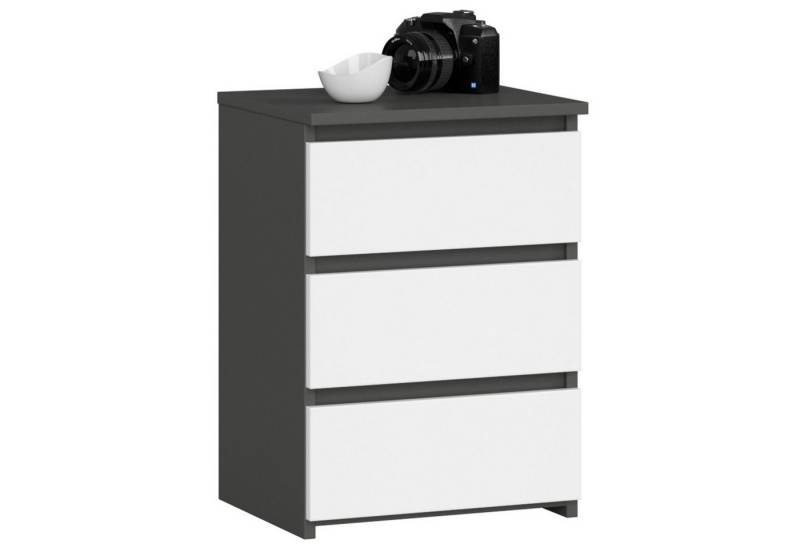 Home Collective Kommode 40 cm breit Holz Highboard Sideboard für Flur Schlafzimmer Wohnzimmer (Mehrzweckschrank Schrank schmal Kommode Schlafzimmer mit Schubladen), Kinderzimmer Organizer, 57 cm hoch mit 3 Schubladen graphit-weiß von Home Collective