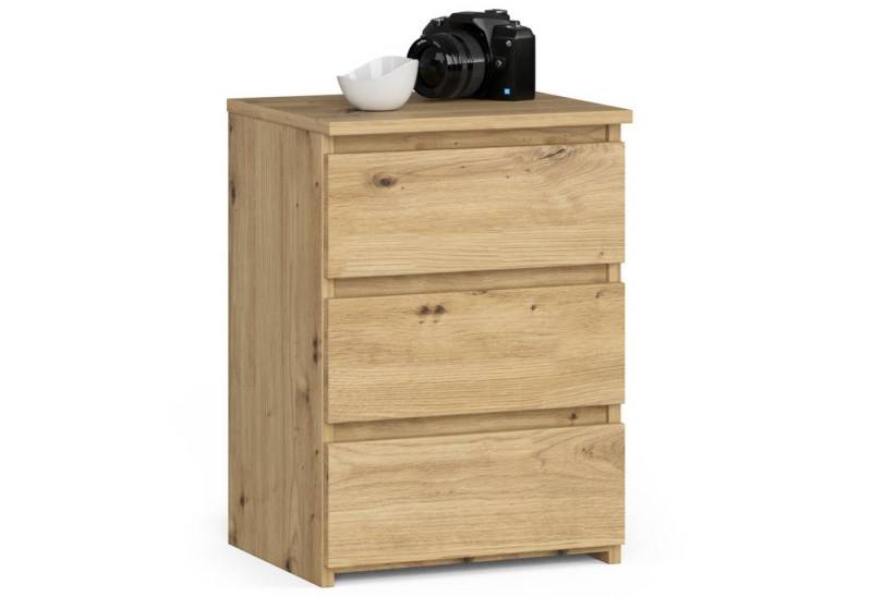 Home Collective Kommode 40 cm breit Holz Highboard Sideboard für Flur Schlafzimmer Wohnzimmer (Mehrzweckschrank Schrank schmal Kommode Schlafzimmer mit Schubladen), Kinderzimmer Organizer, 57 cm hoch mit 3 Schubladen Artisan Eiche von Home Collective