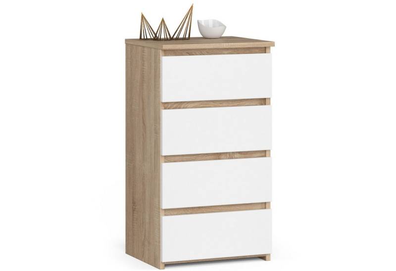 Home Collective Kommode 40 cm breit Holz Highboard Sideboard für Flur Schlafzimmer Wohnzimmer (Mehrzweckschrank Schrank schmal Kommode Schlafzimmer mit Schubladen), Kinderzimmer Organizer, 73 cm hoch mit 4 Schubladen sonoma Eiche-weiß von Home Collective