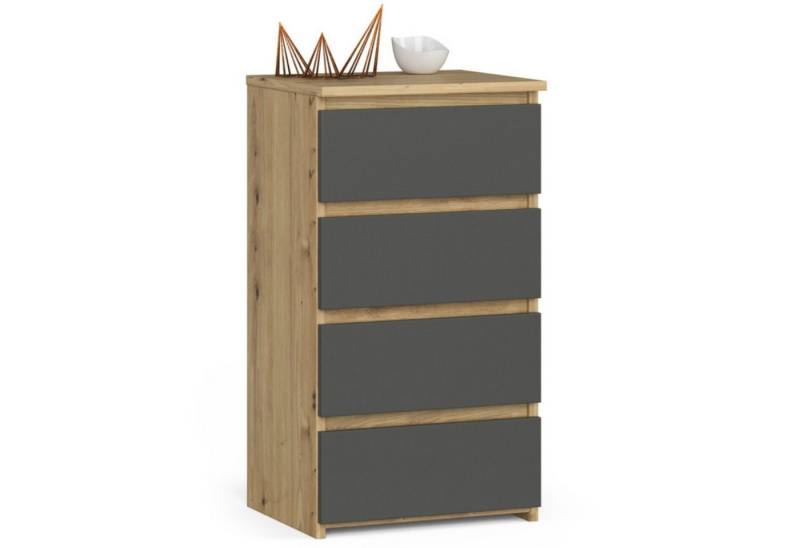 Home Collective Kommode 40 cm breit Holz Highboard Sideboard für Flur Schlafzimmer Wohnzimmer (Mehrzweckschrank Schrank schmal Kommode Schlafzimmer mit Schubladen), Kinderzimmer Organizer, 73 cm hoch mit 4 Schubladen Artisan Eiche-grau von Home Collective