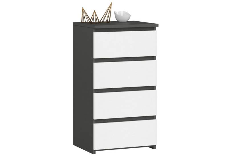 Home Collective Kommode 40 cm breit Holz Highboard Sideboard für Flur Schlafzimmer Wohnzimmer (Mehrzweckschrank Schrank schmal Kommode Schlafzimmer mit Schubladen), Kinderzimmer Organizer, 73 cm hoch mit 4 Schubladen graphit-weiß von Home Collective