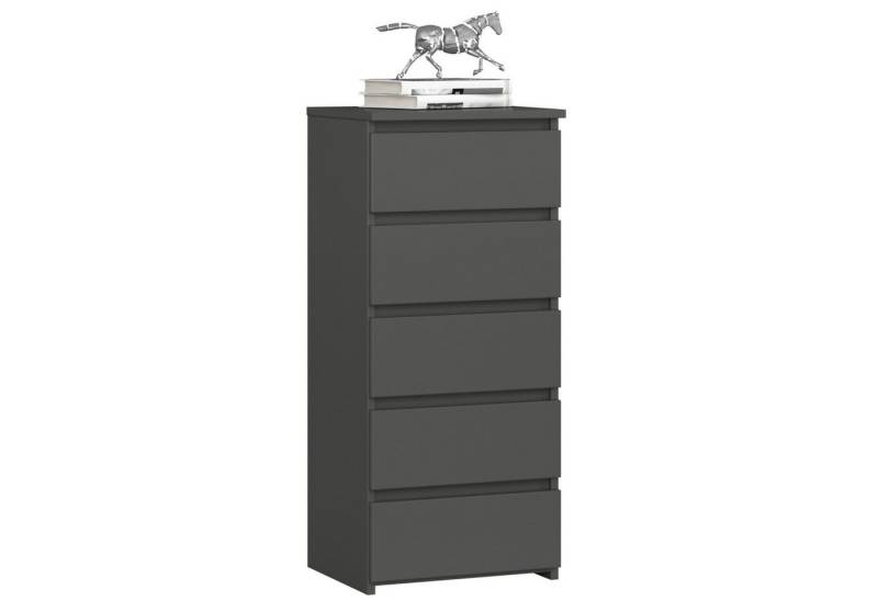 Home Collective Kommode 40 cm breit Holz Highboard Sideboard für Flur Schlafzimmer Wohnzimmer (Mehrzweckschrank Schrank schmal Kommode Schlafzimmer mit Schubladen), Kinderzimmer Organizer, 92 cm hoch mit 5 Schubladen graphit von Home Collective
