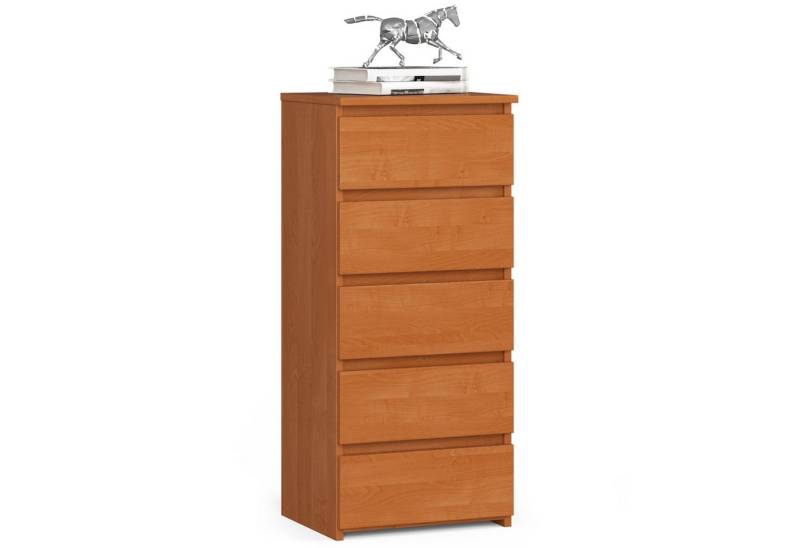 Home Collective Kommode 40 cm breit Holz Highboard Sideboard für Flur Schlafzimmer Wohnzimmer (Mehrzweckschrank Schrank schmal Kommode Schlafzimmer mit Schubladen), Kinderzimmer Organizer, 92 cm hoch mit 5 Schubladen Erle von Home Collective