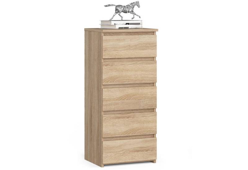 Home Collective Kommode 40 cm breit Holz Highboard Sideboard für Flur Schlafzimmer Wohnzimmer (Mehrzweckschrank Schrank schmal Kommode Schlafzimmer mit Schubladen), Kinderzimmer Organizer, 92 cm hoch mit 5 Schubladen sonoma Eiche von Home Collective