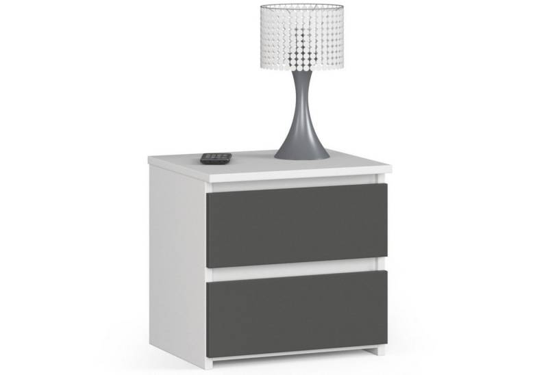 Home Collective Kommode 40 cm breit Holz Highboard Sideboard für Flur Schlafzimmer Wohnzimmer (Mehrzweckschrank Schrank schmal Kommode Schlafzimmer mit Schubladen), mit zwei Schublade 40 cm hoch viel Stauraum, weiß grau von Home Collective