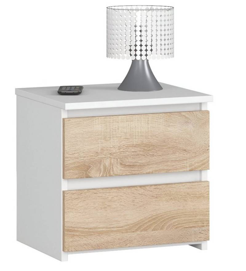 Home Collective Kommode 40 cm breit Holz Highboard Sideboard für Flur Schlafzimmer Wohnzimmer (Mehrzweckschrank Schrank schmal Kommode Schlafzimmer mit Schubladen), mit zwei Schublade 40 cm hoch viel Stauraum, weiß sonoma von Home Collective