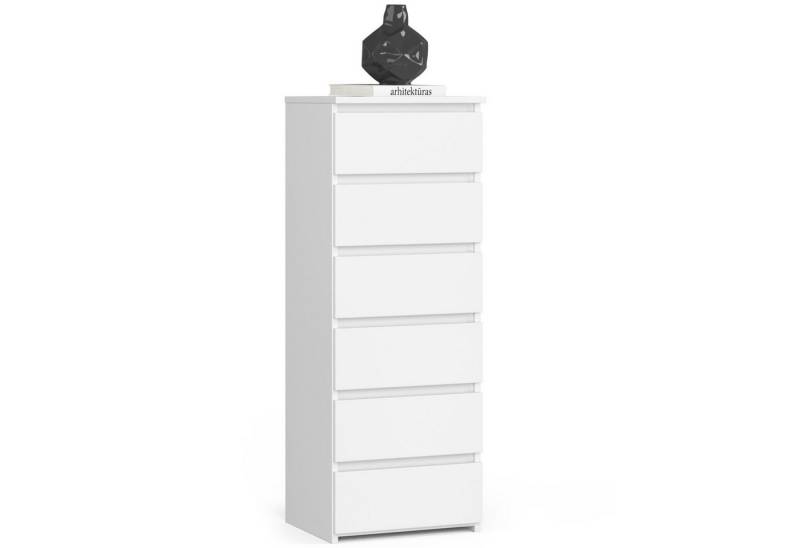 Home Collective Kommode 40 cm breit Holz Highboard Sideboard für Flur Schlafzimmer Wohnzimmer (Mehrzweckschrank Schrank schmal Kommode Schlafzimmer mit Schubladen), viel Stauraum 109 cm hoch mit 6 Schubladen weiß von Home Collective