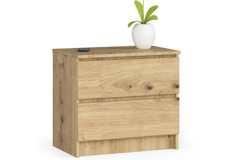 Home Collective Kommode 60 cm breit Holz Highboard Sideboard für Flur Schlafzimmer Wohnzimmer (Kommode Schlafzimmer Kommode mit Schubladen Holz Schrank), Kinderzimmer Organizer, 55 cm hoch mit 2 Schubladen Artisan Eiche von Home Collective