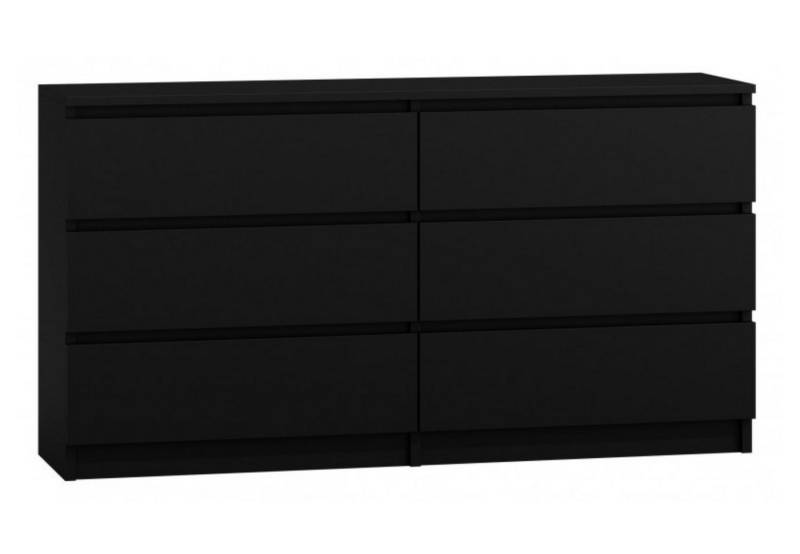 Home Collective Kommode Highboard Sideboard für Flur Schlafzimmer Wohnzimmer (Perfekt für Wohnzimmer, Schlafzimmer oder Esszimmer), mit 6 Schubladen, Breite 140 cm Höhe 75, Schwarz von Home Collective