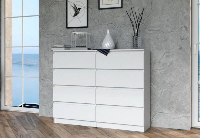 Home Collective Kommode Highboard Sideboard für Flur Schlafzimmer Wohnzimmer (Perfekt für Wohnzimmer, Schlafzimmer oder Esszimmer), mit 8 Schubladen, Breite 120 cm Höhe 97, Weiß von Home Collective