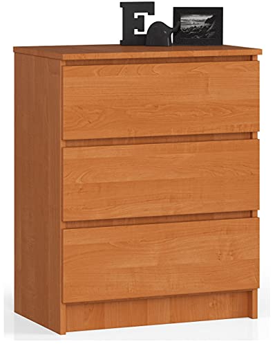 Home Collective Kommode in Erle mit 3 geräumigen Schubladen, 60 cm breit, 77 cm hoch Kommode Schlafzimmer Flur Wohnzimmer Organizer Kommode mit Schubladen Holz Highboard Sideboard Schrank von Home Collective