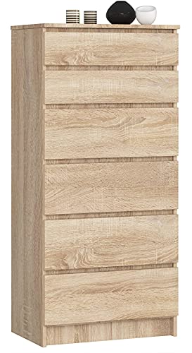 Home Collective Kommode in Sonoma Eiche mit 6 geräumigen Schubladen, 60 cm breit, 130 cm hoch Kommode Schlafzimmer Flur Wohnzimmer Organizer mit Schubladen Holz Highboard Sideboard Schrank von Home Collective
