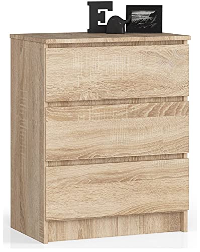 Home Collective Kommode in Sonoma mit 3 geräumigen Schubladen, 60 cm breit, 77 cm hoch Kommode Schlafzimmer Flur Wohnzimmer Organizer mit Schubladen Holz Highboard Sideboard Schrank von Home Collective