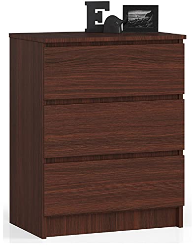 Home Collective Kommode in Venge mit 3 geräumigen Schubladen, 60 cm breit, 77 cm hoch Kommode Schlafzimmer Flur Wohnzimmer Organizer Kommode mit Schubladen Holz Highboard Sideboard Schrank von Home Collective