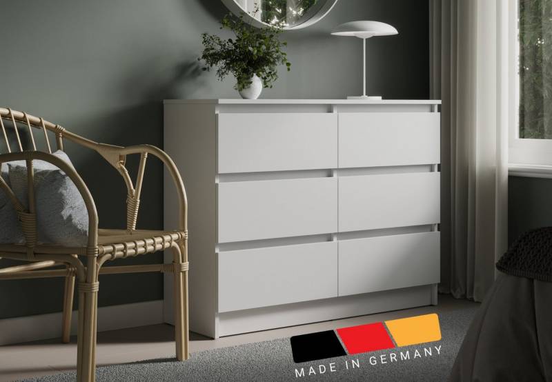 Home Collective Kommode mit Schublade 80, 100, 120, 140 cm breit weiß Holz Schrank (Highboard Anrichte Schlafzimmer Wohnzimmer Flur Büro Organizer), Kommode 100 cm breit Kommode Sideboard Höhe 78 cm von Home Collective