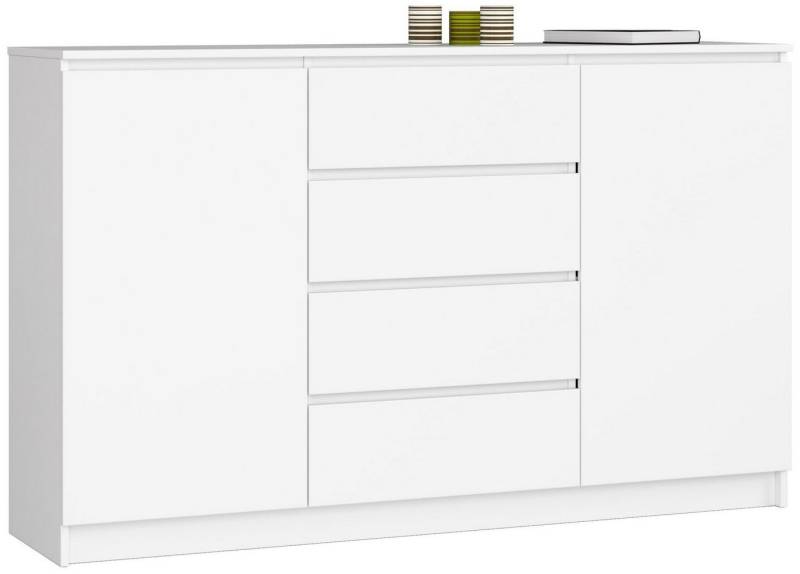 Home Collective Kommode weiß 160cm breit Schlafzimmer und Wohnzimmer, vielseitig einsetzbar für Flure und Kinderzimmer, 4 Schubladen 2 Türen von Home Collective