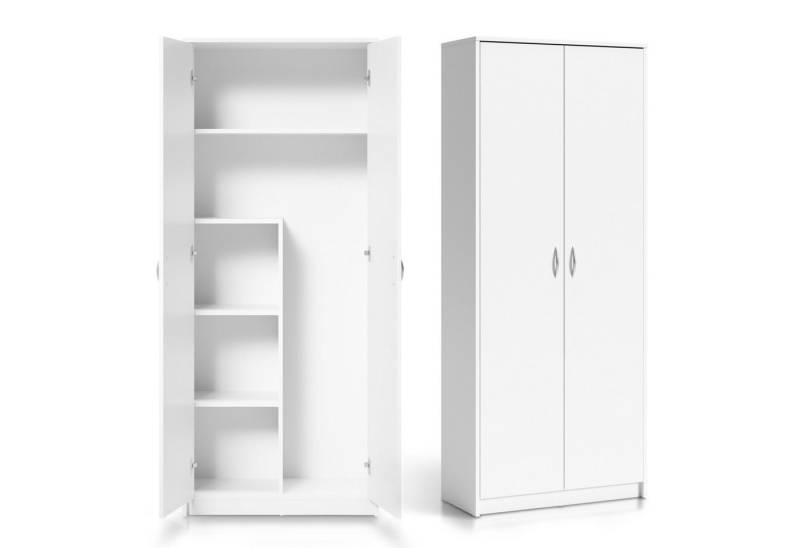 Home Collective Mehrzweckschrank Kleiderschrank Regal 74cm breit 180cm hoch Aktenschrank (Schrank Organizer aus Holz für Schlafzimmer Flur Keller Büro) mit Einlegeböden und Extra-Fach Schrank Organizer, MDF Holz in Weiß von Home Collective
