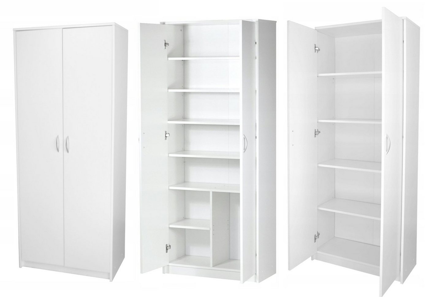 Home Collective Mehrzweckschrank Schrank Kleiderschrank weiß 74cm Breite 180cm Höhe Mehrzweckschrank mit 6 Einlegeböden, Extra-Fach, Haushaltsschrank Schuhschrank von Home Collective