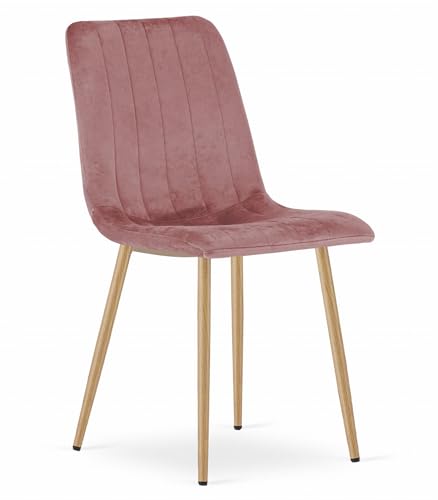 Home Collective Polsterstuhl Esszimmerstuhl Wohnzimmerstuhl Stuhl Bequemes und strapazierfähiges Design mit rosa Samtsitz und holzfarbenen Beinen, 90 cm Höhe, 120 kg Belastbarkeit 1 Stuhl Home Collective Polsterstuhl Esszimmerstuhl Wohnzimmerstuhl Stuhl Bequemes und strapazierfähiges Design mit rosa Samtsitz und holzfarbenen Beinen, 90 cm Höhe, 120 kg Belastbarkeit 1 Stuhl von Home Collective