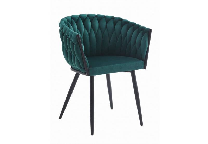 Home Collective Polsterstuhl mit gestepptem Design, Gepolstert ergonomisch 79 cm Höhe (Schreibtischstuhl geeignet für Wohnzimmer, Büro, Schlafzimmer, Esszimmer, 61 cm Breite), grüner Samtsitz mit schwarzen Metallbeinen 110 kg belastbar von Home Collective